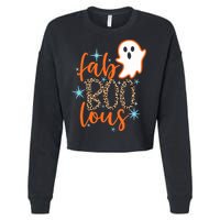 Funny Cute Boo Ghost Halloween Fab-Boo Lous Leopard Cropped Pullover Crew