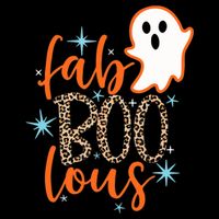 Funny Cute Boo Ghost Halloween Fab-Boo Lous Leopard Cropped Pullover Crew