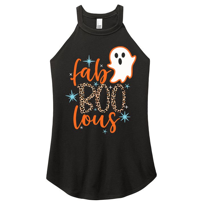 Funny Cute Boo Ghost Halloween Fab-Boo Lous Leopard Women's Perfect Tri Rocker Tank
