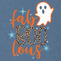 Funny Cute Boo Ghost Halloween Fab-Boo Lous Leopard Garment-Dyed Sweatshirt