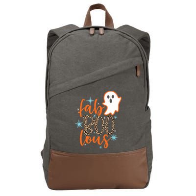 Funny Cute Boo Ghost Halloween Fab-Boo Lous Leopard Cotton Canvas Backpack