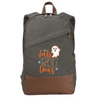 Funny Cute Boo Ghost Halloween Fab-Boo Lous Leopard Cotton Canvas Backpack