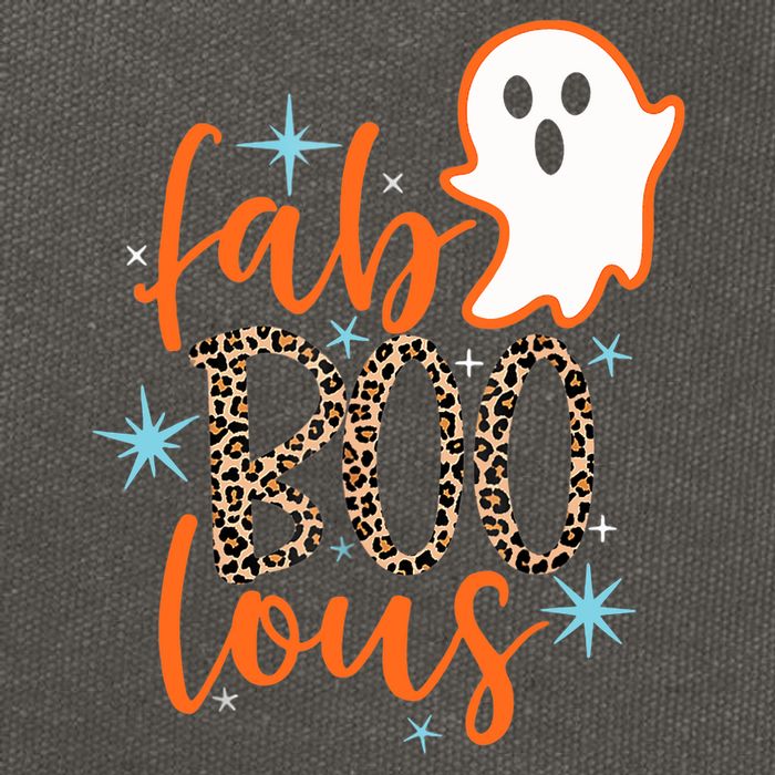 Funny Cute Boo Ghost Halloween Fab-Boo Lous Leopard Cotton Canvas Backpack