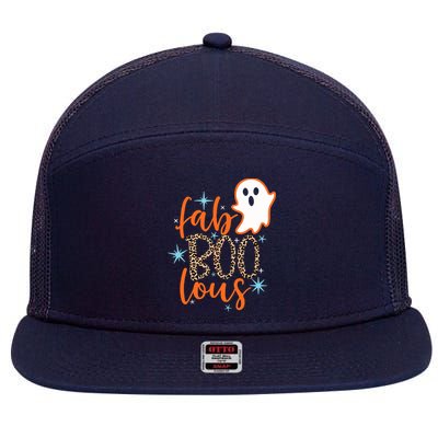 Funny Cute Boo Ghost Halloween Fab-Boo Lous Leopard 7 Panel Mesh Trucker Snapback Hat