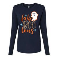 Funny Cute Boo Ghost Halloween Fab-Boo Lous Leopard Womens Cotton Relaxed Long Sleeve T-Shirt