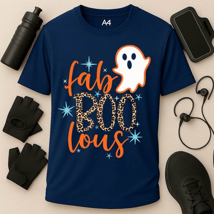 Funny Cute Boo Ghost Halloween Fab-Boo Lous Leopard Cooling Performance Crew T-Shirt