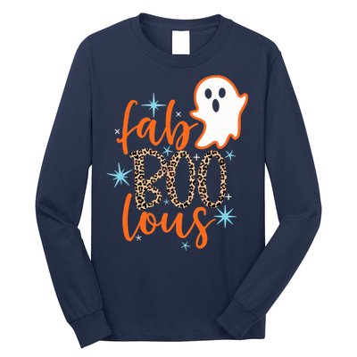 Funny Cute Boo Ghost Halloween Fab-Boo Lous Leopard Long Sleeve Shirt