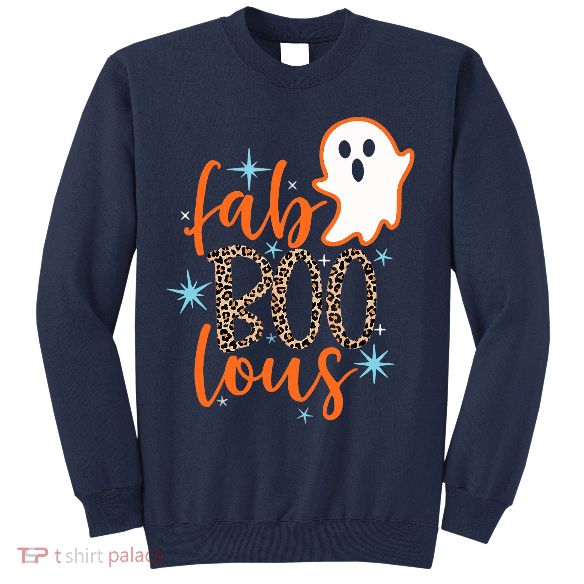 Funny Cute Boo Ghost Halloween Fab-Boo Lous Leopard Sweatshirt