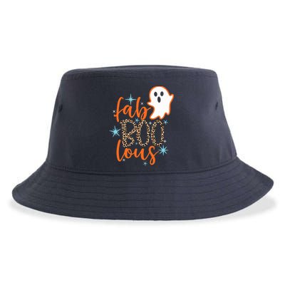 Funny Cute Boo Ghost Halloween Fab-Boo Lous Leopard Sustainable Bucket Hat
