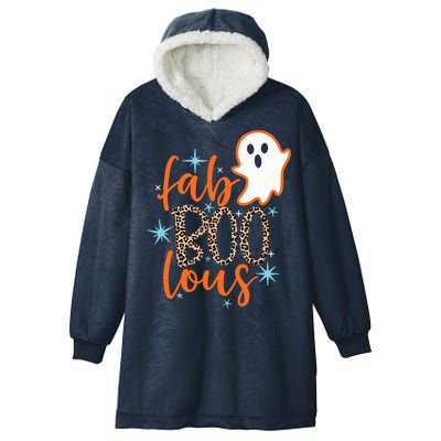Funny Cute Boo Ghost Halloween Fab-Boo Lous Leopard Hooded Wearable Blanket