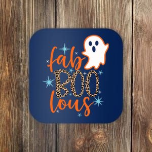 Funny Cute Boo Ghost Halloween Fab-Boo Lous Leopard Coaster