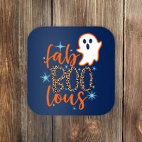 Funny Cute Boo Ghost Halloween Fab-Boo Lous Leopard Coaster