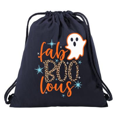Funny Cute Boo Ghost Halloween Fab-Boo Lous Leopard Drawstring Bag