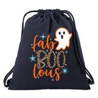 Funny Cute Boo Ghost Halloween Fab-Boo Lous Leopard Drawstring Bag