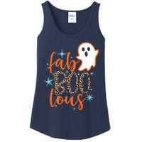 Funny Cute Boo Ghost Halloween Fab-Boo Lous Leopard Ladies Essential Tank