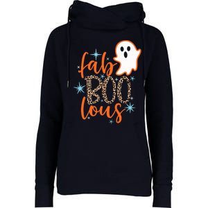 Funny Cute Boo Ghost Halloween Fab-Boo Lous Leopard Womens Funnel Neck Pullover Hood