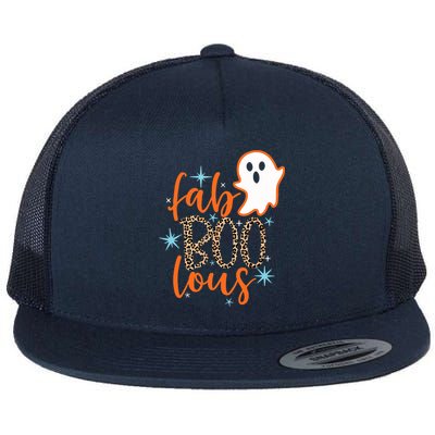 Funny Cute Boo Ghost Halloween Fab-Boo Lous Leopard Flatbill Hat