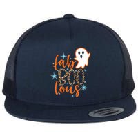 Funny Cute Boo Ghost Halloween Fab-Boo Lous Leopard Flat Bill Trucker Hat