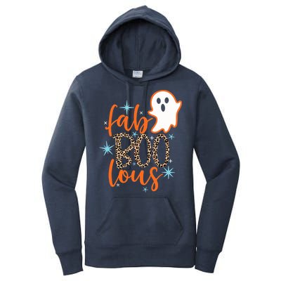 Funny Cute Boo Ghost Halloween Fab-Boo Lous Leopard Women's Pullover Hoodie