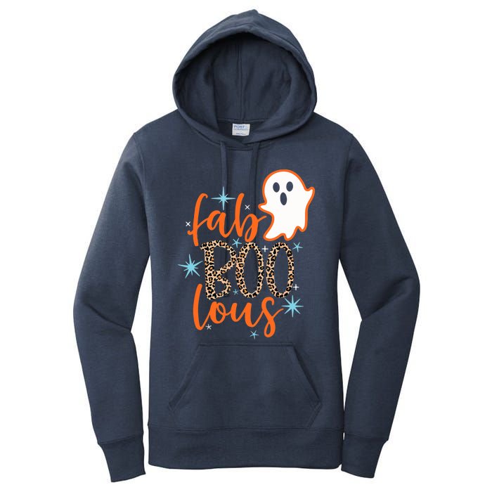 Funny Cute Boo Ghost Halloween Fab-Boo Lous Leopard Women's Pullover Hoodie