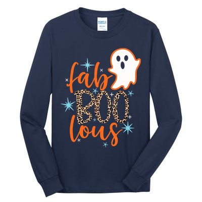Funny Cute Boo Ghost Halloween Fab-Boo Lous Leopard Tall Long Sleeve T-Shirt