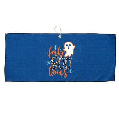 Funny Cute Boo Ghost Halloween Fab-Boo Lous Leopard Large Microfiber Waffle Golf Towel
