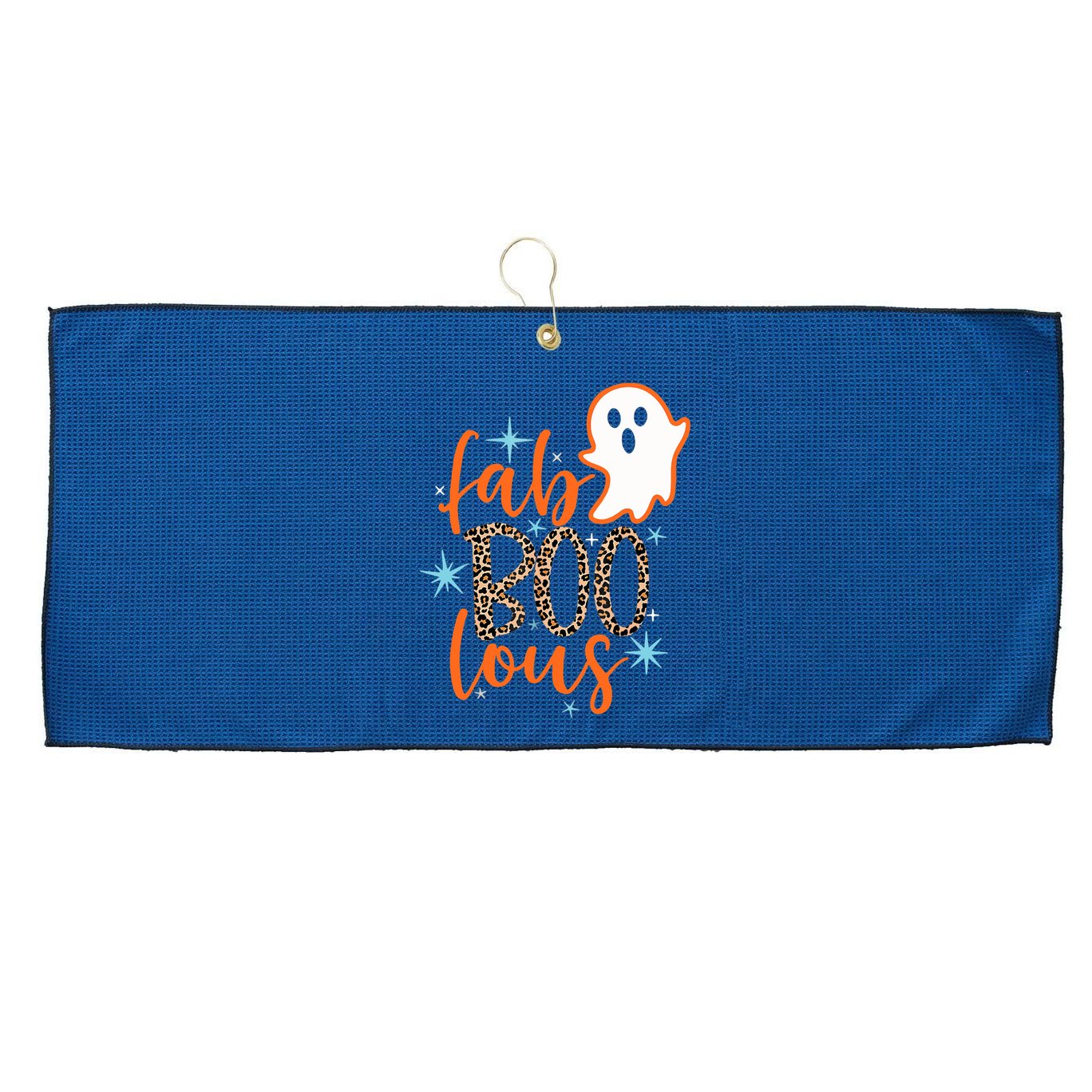 Funny Cute Boo Ghost Halloween Fab-Boo Lous Leopard Large Microfiber Waffle Golf Towel