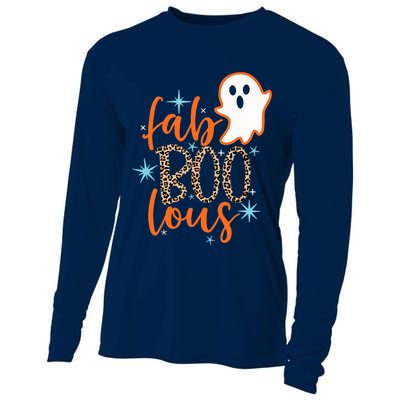 Funny Cute Boo Ghost Halloween Fab-Boo Lous Leopard Cooling Performance Long Sleeve Crew