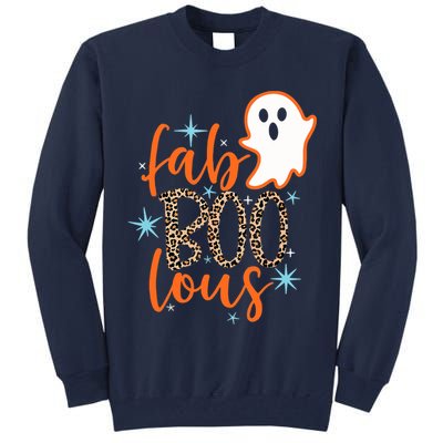 Funny Cute Boo Ghost Halloween Fab-Boo Lous Leopard Tall Sweatshirt