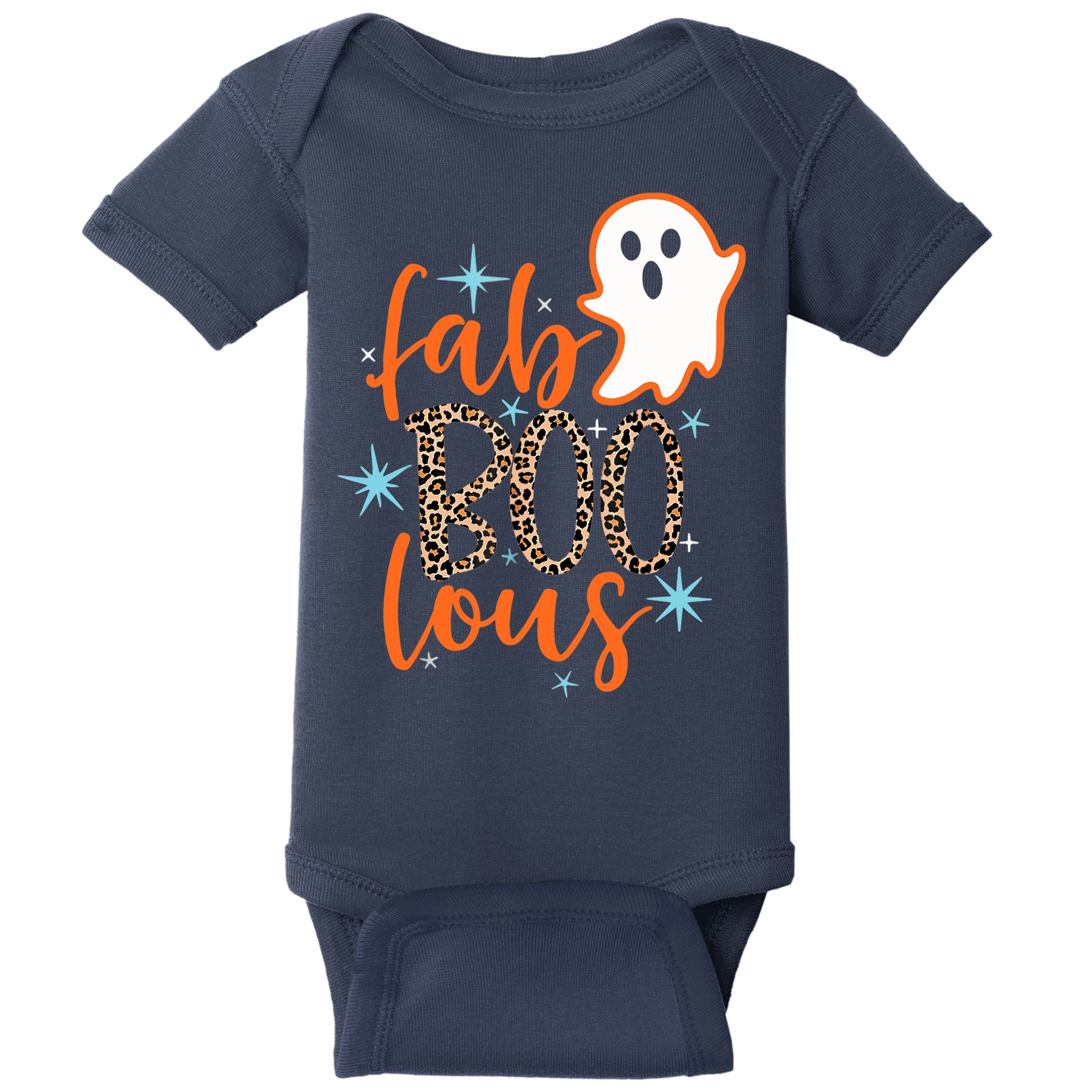 Funny Cute Boo Ghost Halloween Fab-Boo Lous Leopard Baby Bodysuit