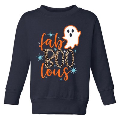 Funny Cute Boo Ghost Halloween Fab-Boo Lous Leopard Toddler Sweatshirt