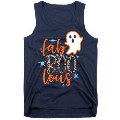 Funny Cute Boo Ghost Halloween Fab-Boo Lous Leopard Tank Top