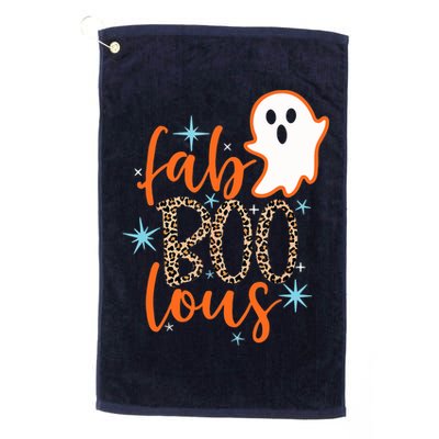 Funny Cute Boo Ghost Halloween Fab-Boo Lous Leopard Golf Towel