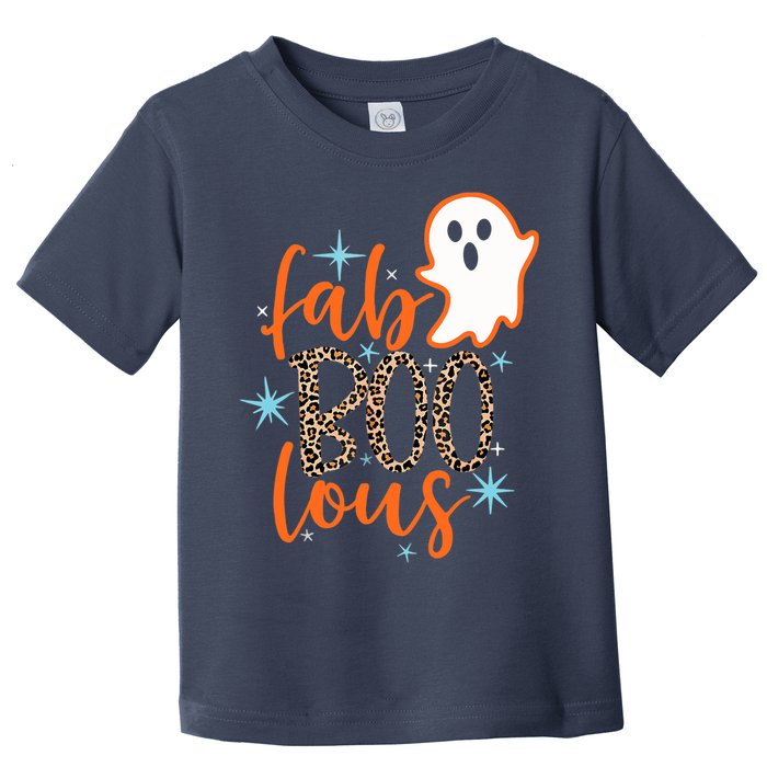 Funny Cute Boo Ghost Halloween Fab-Boo Lous Leopard Toddler T-Shirt