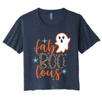 Funny Cute Boo Ghost Halloween Fab-Boo Lous Leopard Women's Crop Top Tee