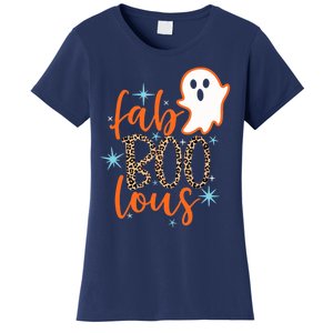 Funny Cute Boo Ghost Halloween Fab-Boo Lous Leopard Women's T-Shirt