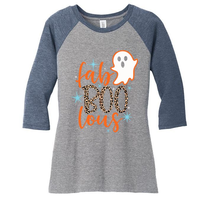 Funny Cute Boo Ghost Halloween Fab-Boo Lous Leopard Women's Tri-Blend 3/4-Sleeve Raglan Shirt