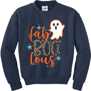 Funny Cute Boo Ghost Halloween Fab-Boo Lous Leopard Kids Sweatshirt