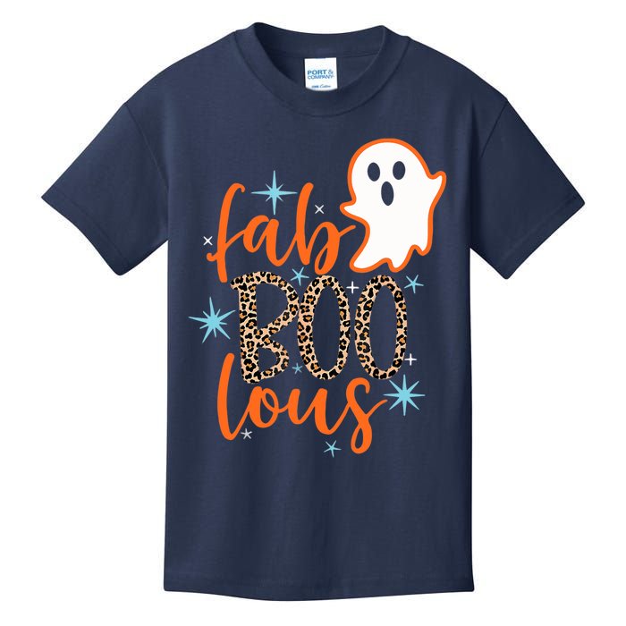 Funny Cute Boo Ghost Halloween Fab-Boo Lous Leopard Kids T-Shirt