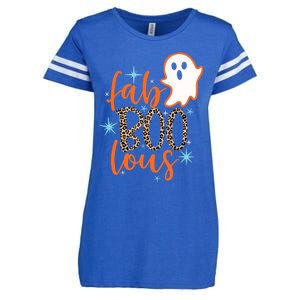 Funny Cute Boo Ghost Halloween Fab-Boo Lous Leopard Enza Ladies Jersey Football T-Shirt