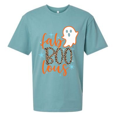Funny Cute Boo Ghost Halloween Fab-Boo Lous Leopard Sueded Cloud Jersey T-Shirt
