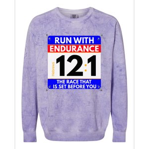 Fun Christian Bible Verse Run The Race Of Life Runners Colorblast Crewneck Sweatshirt