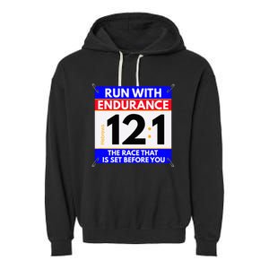 Fun Christian Bible Verse Run The Race Of Life Runners Garment-Dyed Fleece Hoodie