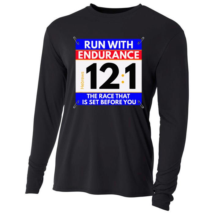 Fun Christian Bible Verse Run The Race Of Life Runners Cooling Performance Long Sleeve Crew