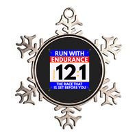 Fun Christian Bible Verse Run The Race Of Life Runners Metallic Star Ornament