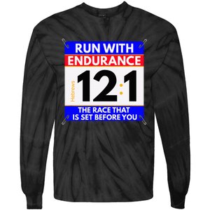 Fun Christian Bible Verse Run The Race Of Life Runners Tie-Dye Long Sleeve Shirt