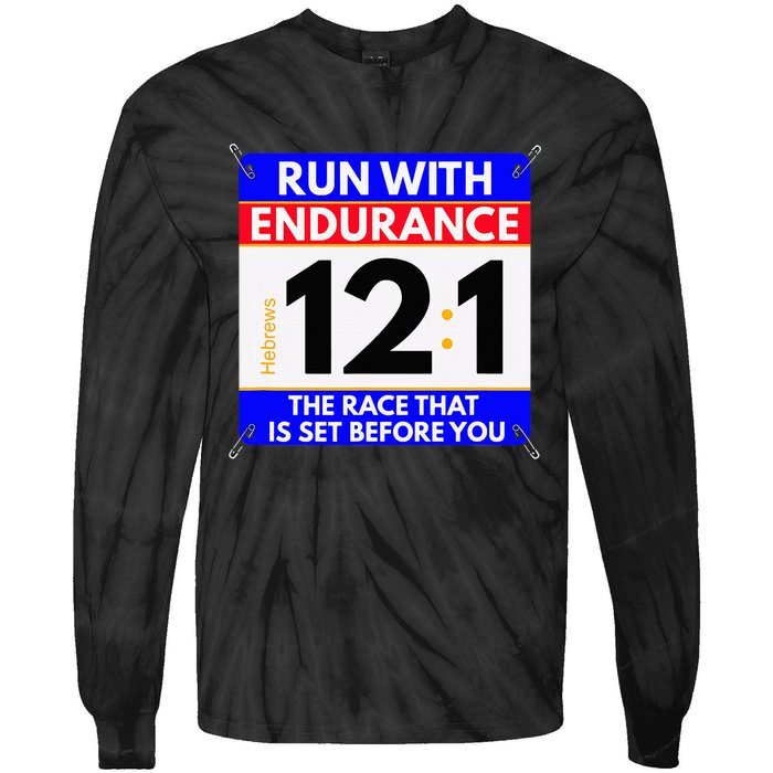 Fun Christian Bible Verse Run The Race Of Life Runners Tie-Dye Long Sleeve Shirt