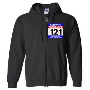 Fun Christian Bible Verse Run The Race Of Life Runners Full Zip Hoodie