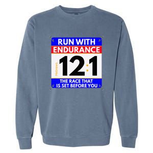 Fun Christian Bible Verse Run The Race Of Life Runners Garment-Dyed Sweatshirt