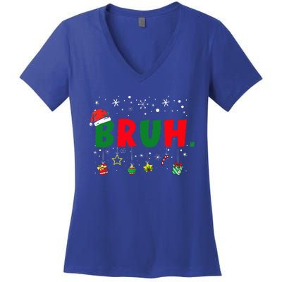 Funny Christmas Bruh Xmas Bruh Matching  Women's V-Neck T-Shirt